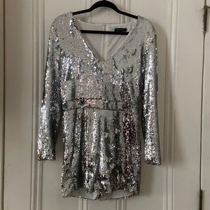 Silver sequin romper size large